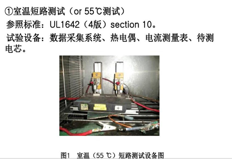 UL1642标准室温短路测试